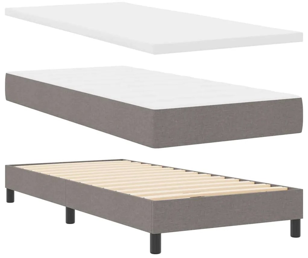 Cama Box Spring com Colchão - Taupe, 80x200 cm, Tecido