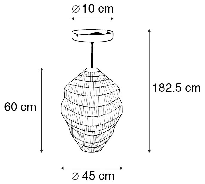 Candeeiro suspenso oriental dourado 45 cm x 60 cm - VADI Oriental