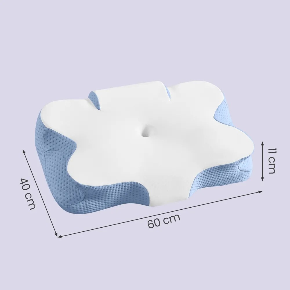 Almofada, almofada ergonómica, almofada refrescante para o pescoço, com altura ajustável branco e azul