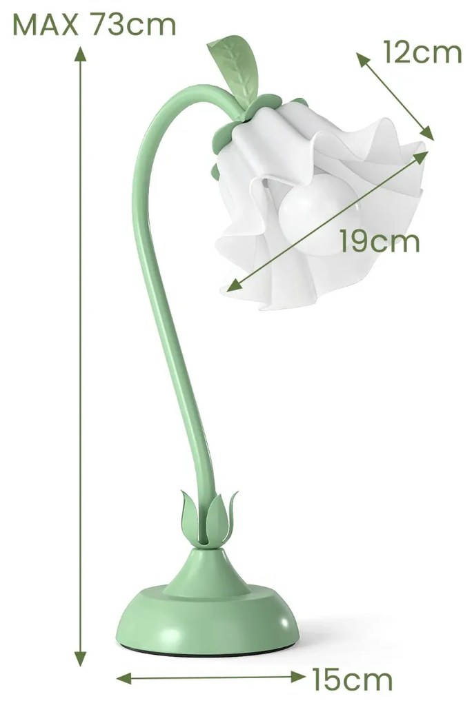Candeeiro de mesa de cabeceira vintage com abajur acrílico Lily of the Valley e braço ajustável Luz decorativa retro E27 verde