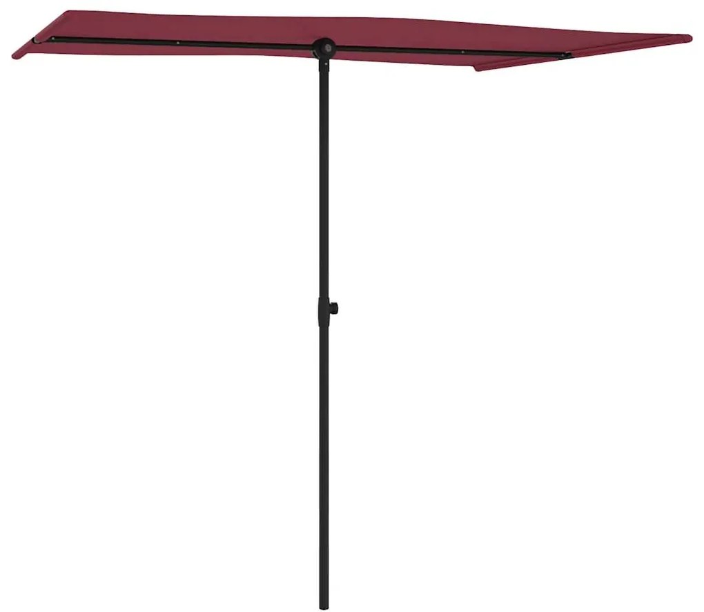 Guarda-sol de jardim com poste de alumínio 2x1,5 m bordô