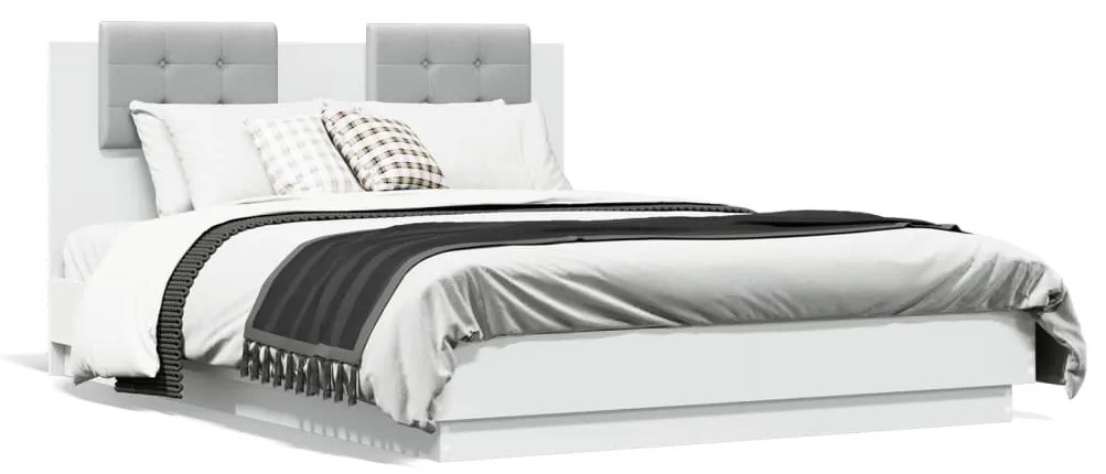 vidaXL Estrutura cama c/ cabeceira 120x190 cm derivados madeira branco