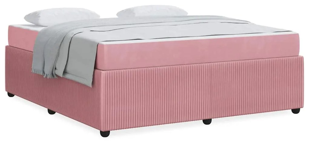 Estrutura de cama com colchão Outros Rosa 180 x 200 cm Veludo