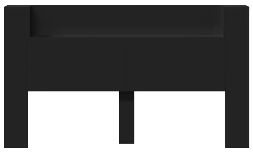 Armário de cabeceira com luzes LED 180x16,5x103,5 cm preto