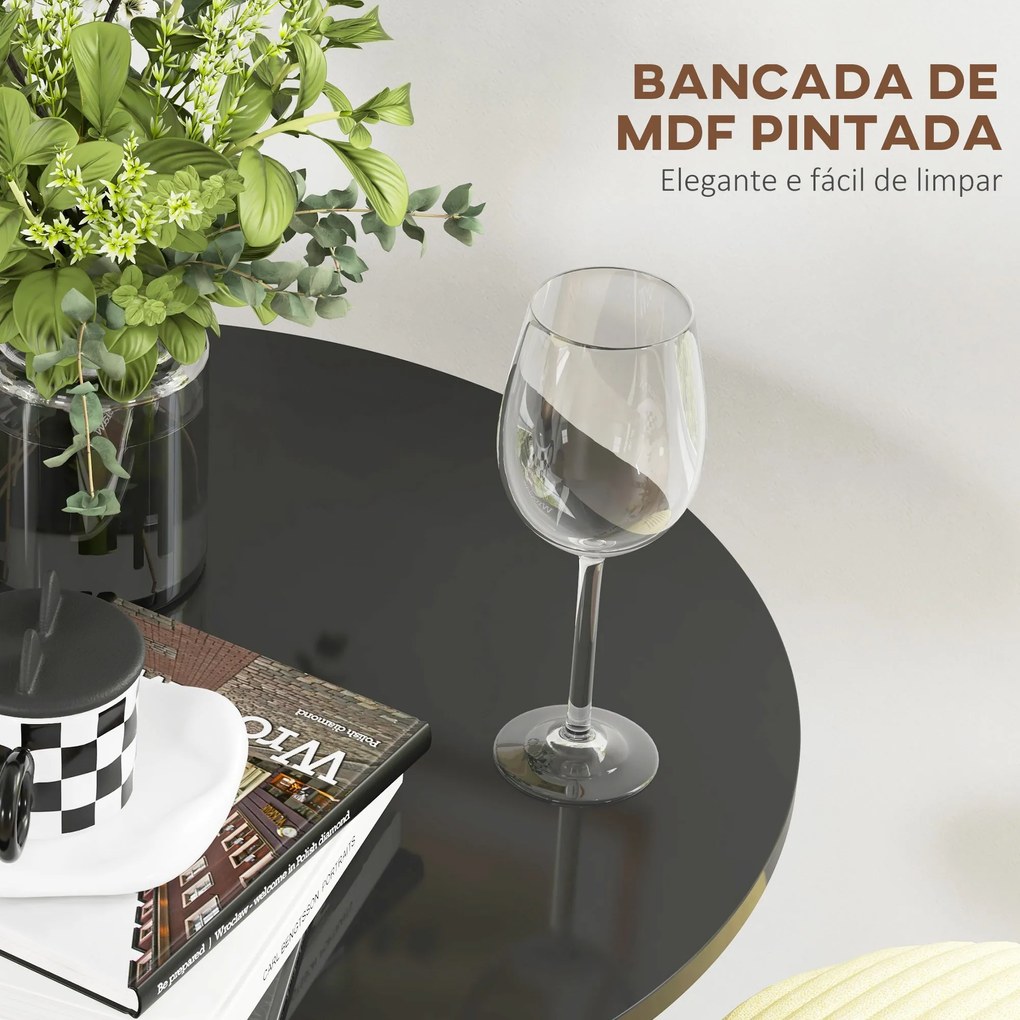 Mesa de Bar Redonda Mesa Alta de Cozinha Moderna com Bancada Pintada e