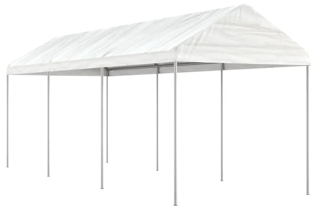 vidaXL Gazebo com telhado 6,69x2,28x2,69 m polietileno branco