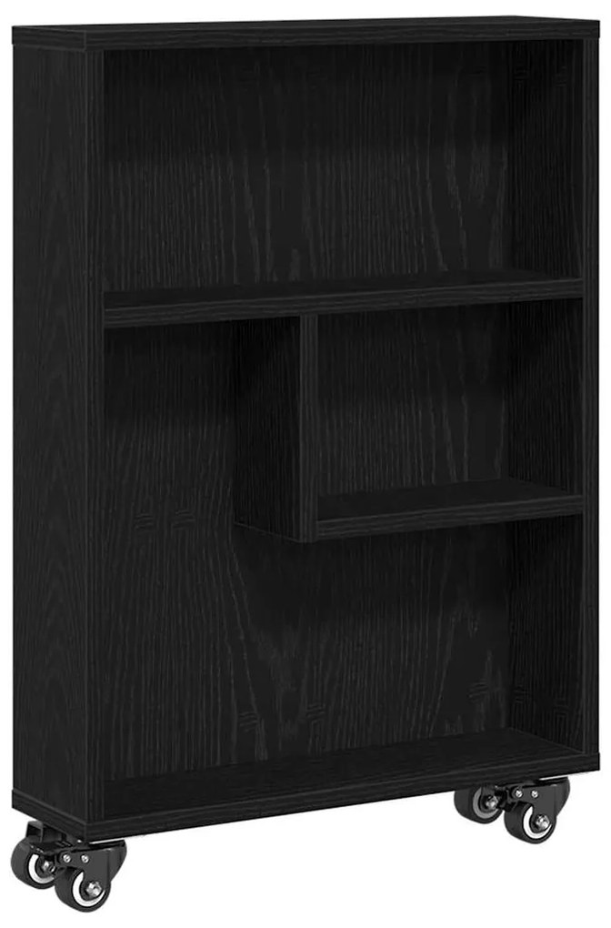 Carrinho de Armazenagem Estreito vidaXL Carvalho Preto 48x13x68 cm Mad