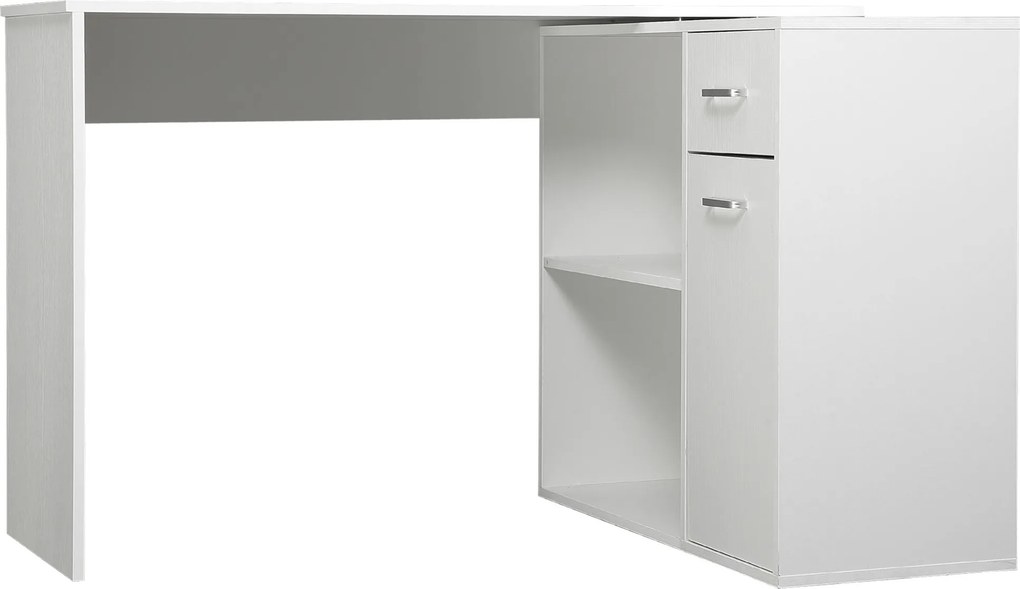 Secretária de Computador de Canto, 117 x 82 x 74 cm, Rotativa a 180°, Branca