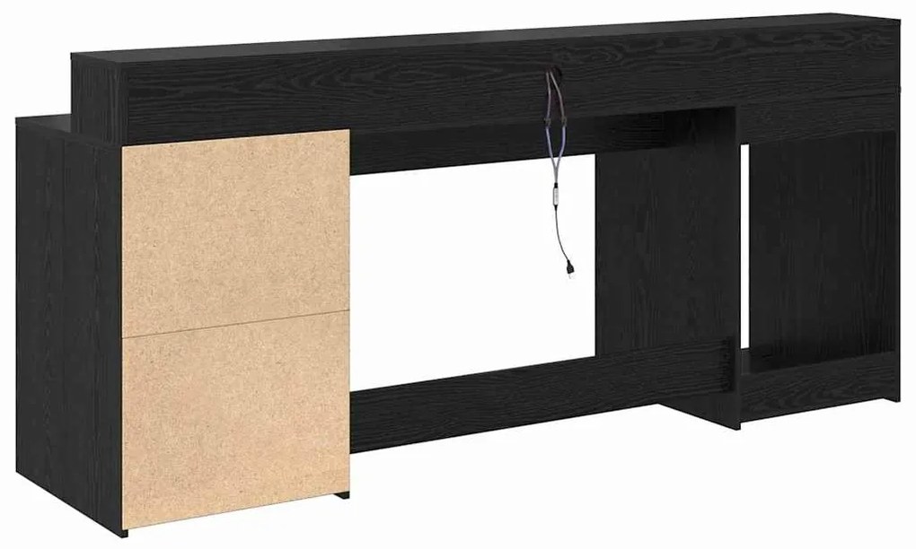 Secretária Carvalho Preto 200x55x91 cm Madeira Engenheirada