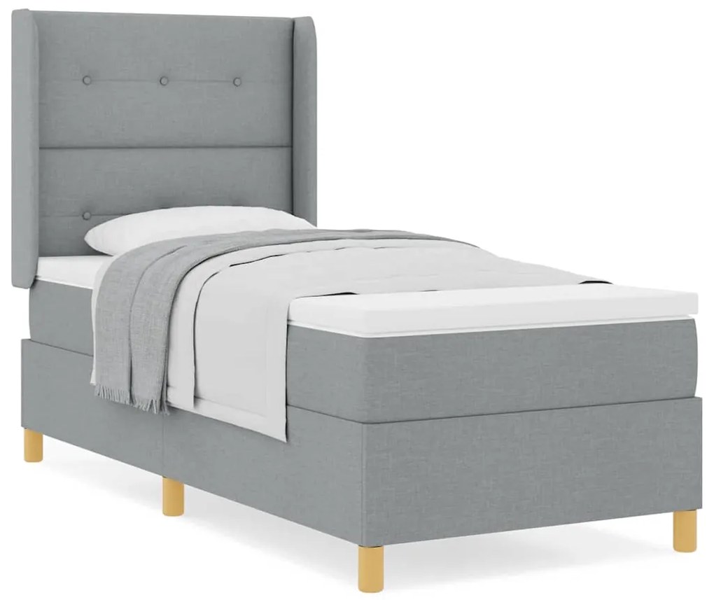 Cama Box com Colchão Cinza Claro 100 x 200 cm