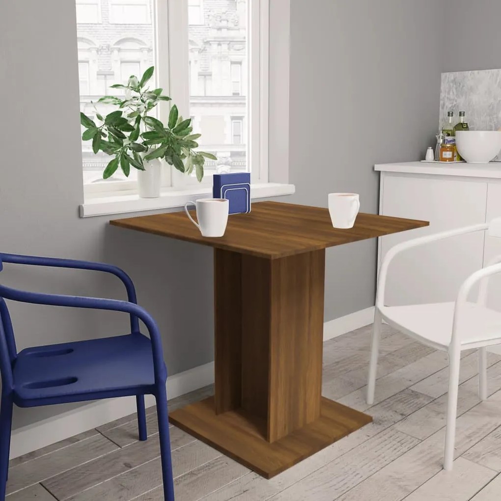 vidaXL Mesa jantar 80x80x75 cm derivados de madeira carvalho castanho