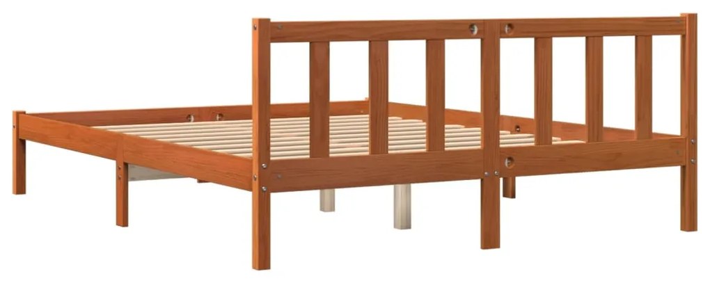 Cama sem colchão 160x200 cm madeira pinho maciço castanho-mel