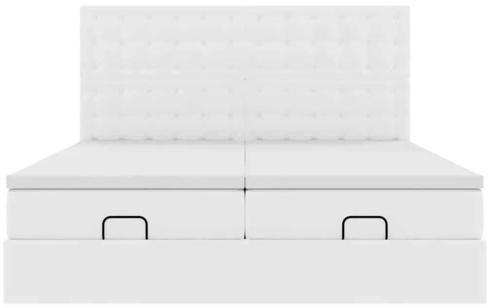 Estrutura de cama otomana com colchões 200x200 cm branco puro