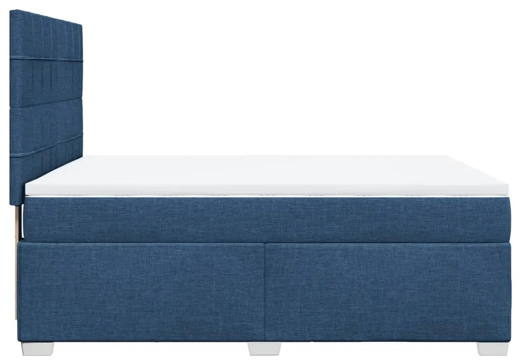Cama com molas/colchão 140x200 cm tecido azul