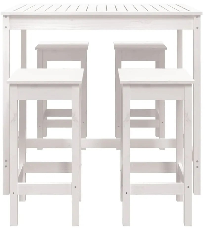 5 pcs conjunto de bar para jardim pinho maciço branco
