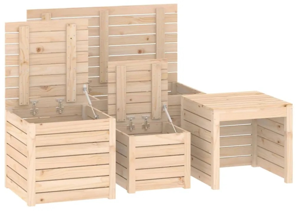 4 pcs conjunto de caixas de jardim madeira de pinho maciça