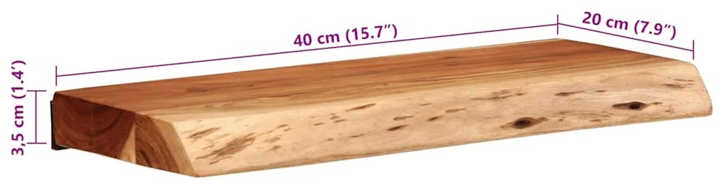 Prateleiras parede 2 pcs 40x20x3,5 cm madeira de acácia maciça