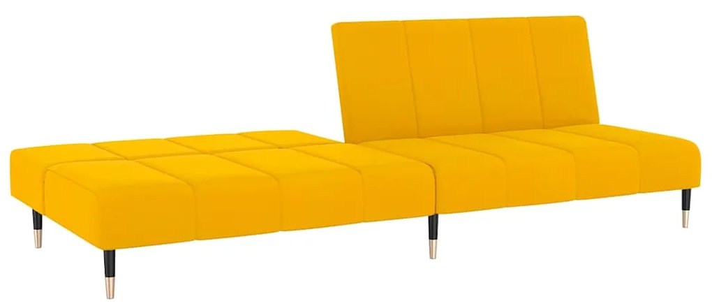 Sofá-cama de 2 lugares veludo amarelo