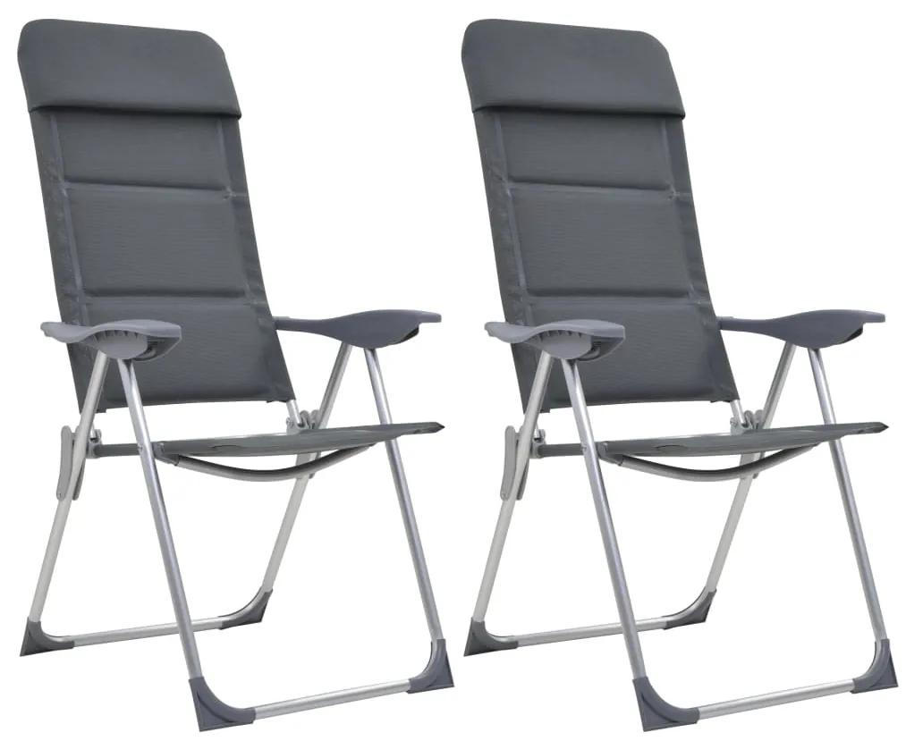 44312 vidaXL Cadeiras de campismo 2 pcs 58x69x111 cm alumínio cinzento