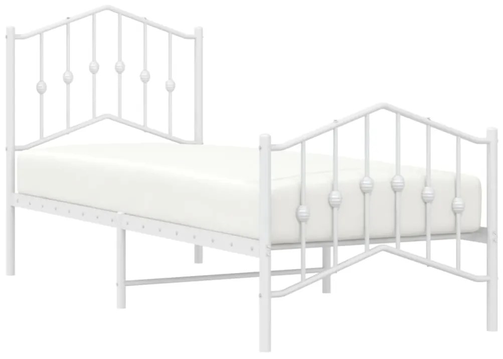 Estrutura de cama com cabeceira e pés 75x190 cm metal branco