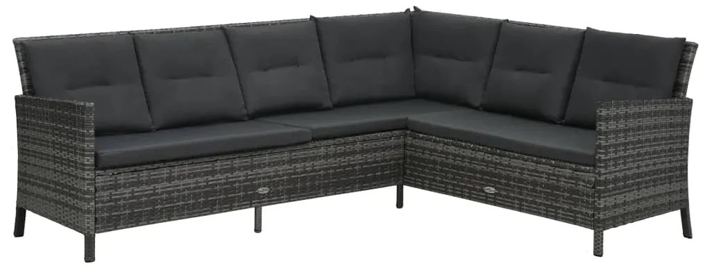4 pcs conjunto lounge de jardim c/ almofadões vime PE cinzento
