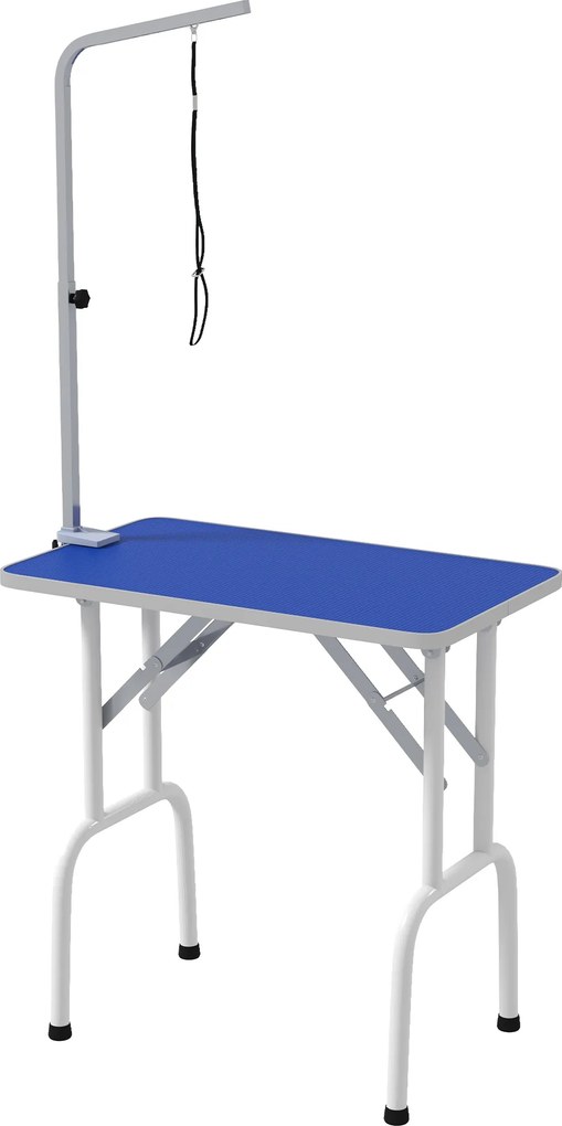 PawHut Mesa de Tosquia para Cães Dobrável com Braço Ajustável entre  60-104 cm e Bancada de Borracha Antiderrapante 81x48,5x80 cm Azul | Aosom Portugal