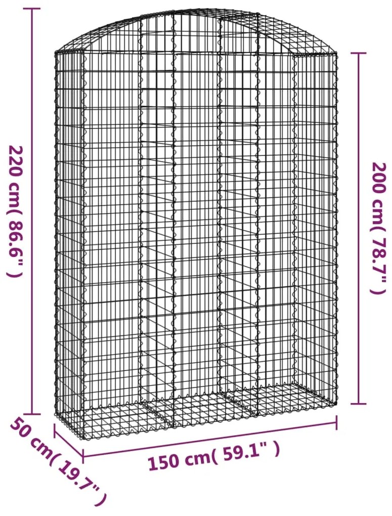 Cesto gabião arqueado 150x50x200/220 cm ferro galvanizado
