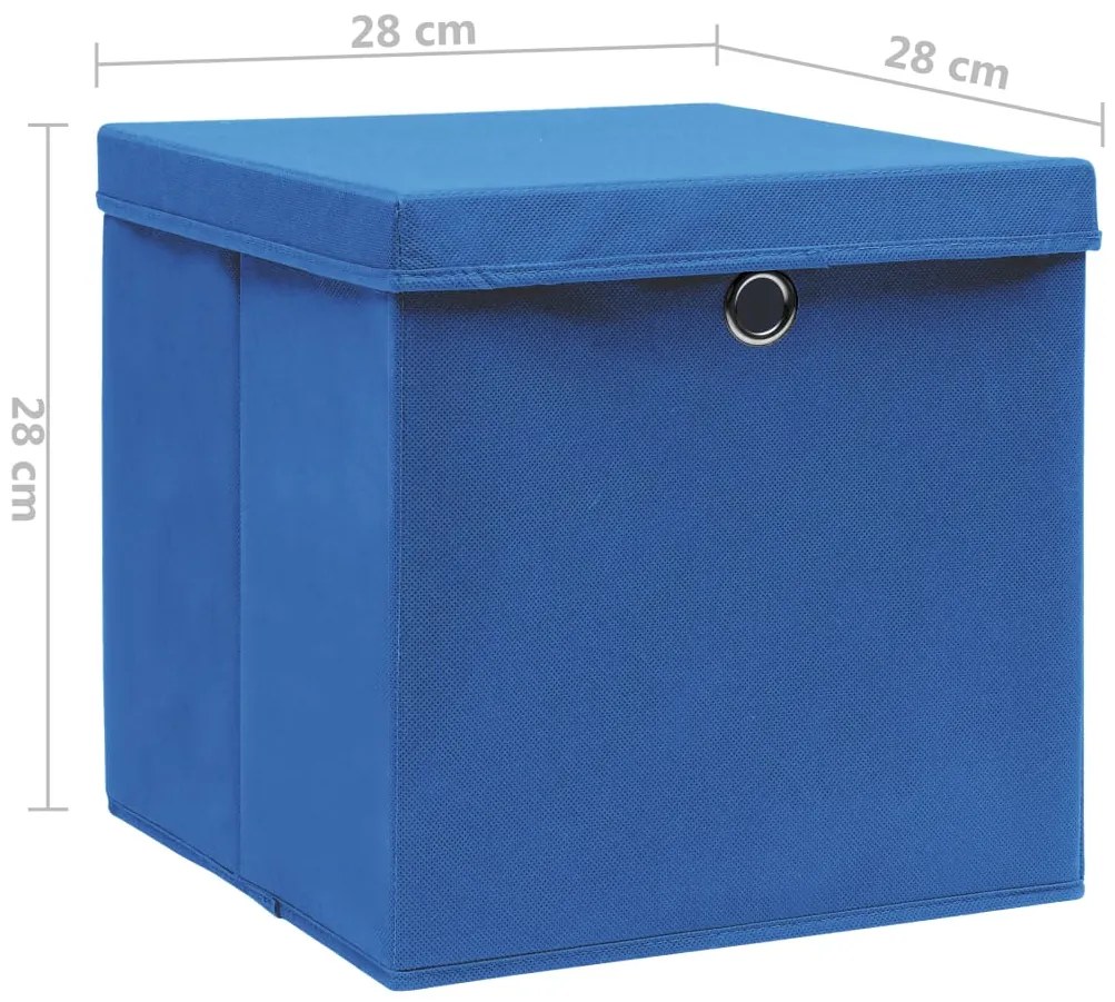 Caixas de arrumação com tampas 4 pcs 28x28x28 cm azul