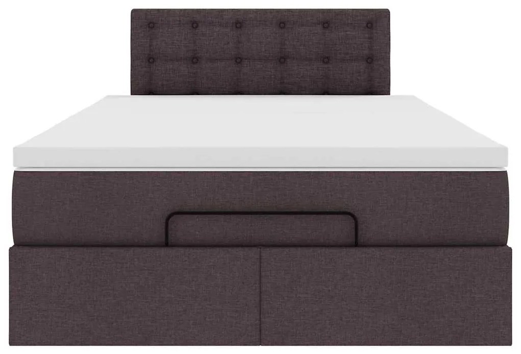 Cama otomana com colchão 120x200 cm tecido castanho escuro