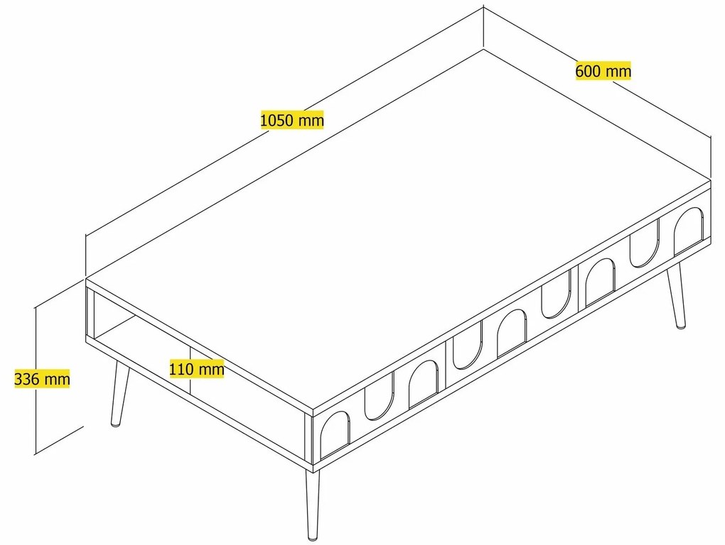 Mesa de Centro Lyon – Creme e Dourado – 105 x 33,6 x 60 cm
