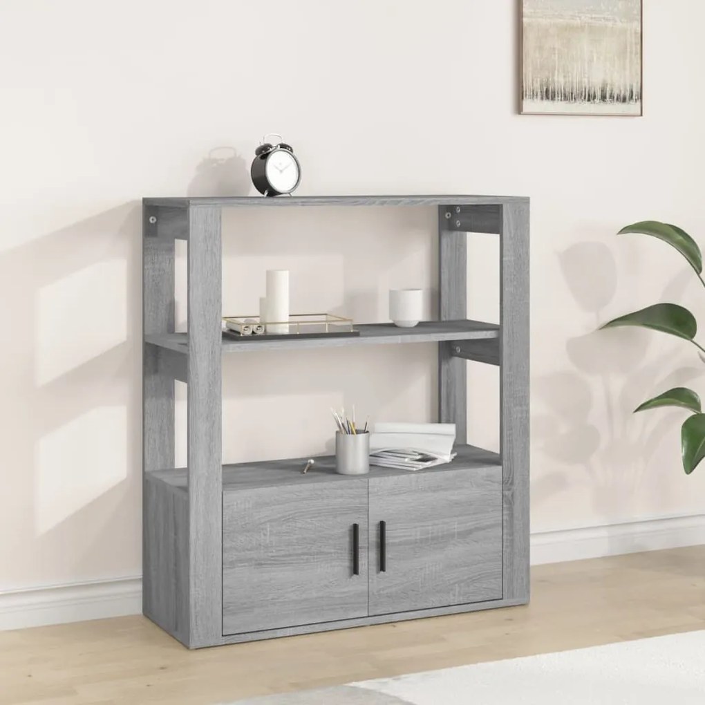 vidaXL Aparador 80x30x90 cm derivados de madeira cinzento sonoma
