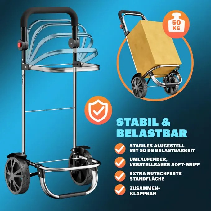 Carrinho de compras alumínio 56L 31x24x54cm azul