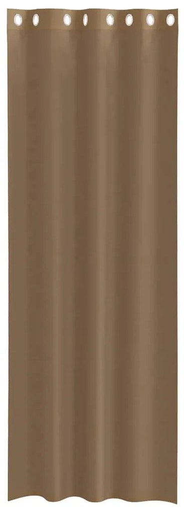 Cortinas de voile com ilhós 2 pcs castanho-claro