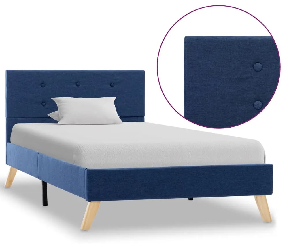 vidaXL Estrutura de cama 100x200 cm tecido azul