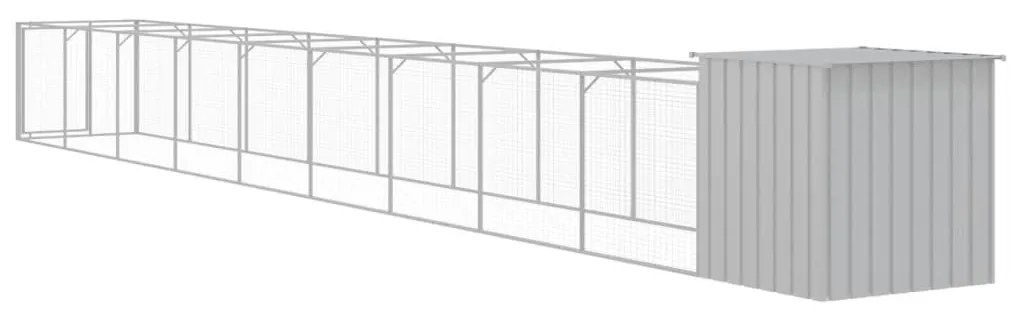Casota p/cães c/parque 110x1017x110cm aço galvaniz. cinza-claro