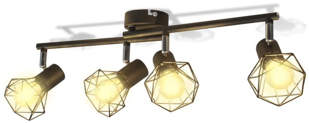 Candeeiro estilo industrial com 4 lâmpadas de filamento LED preto