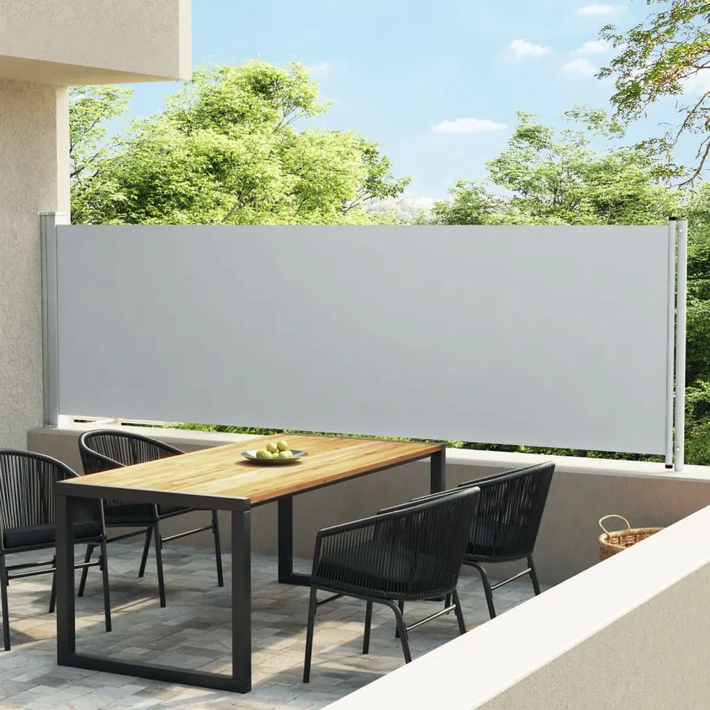 313373 vidaXL Toldo lateral retrátil para pátio 140x600 cm cinzento