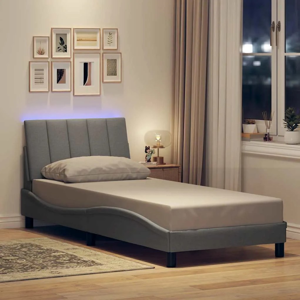 vidaXL Estrutura de cama sem colchão 90x200 cm tecido cinzento-claro