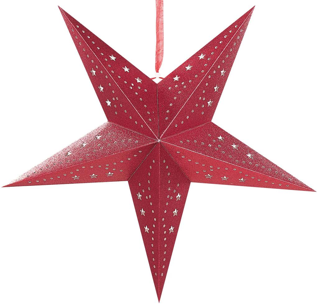 Conjunto de 2 estrelas de papel com LED em vermelho brilhante 45 cm MOTTI Beliani