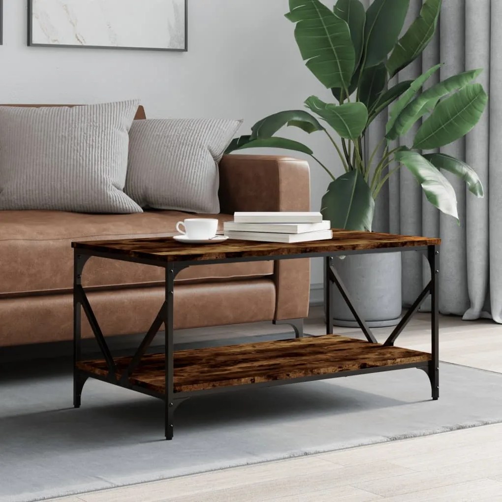 vidaXL Mesa de centro 90x50x45 cm derivados de madeira carvalho fumado