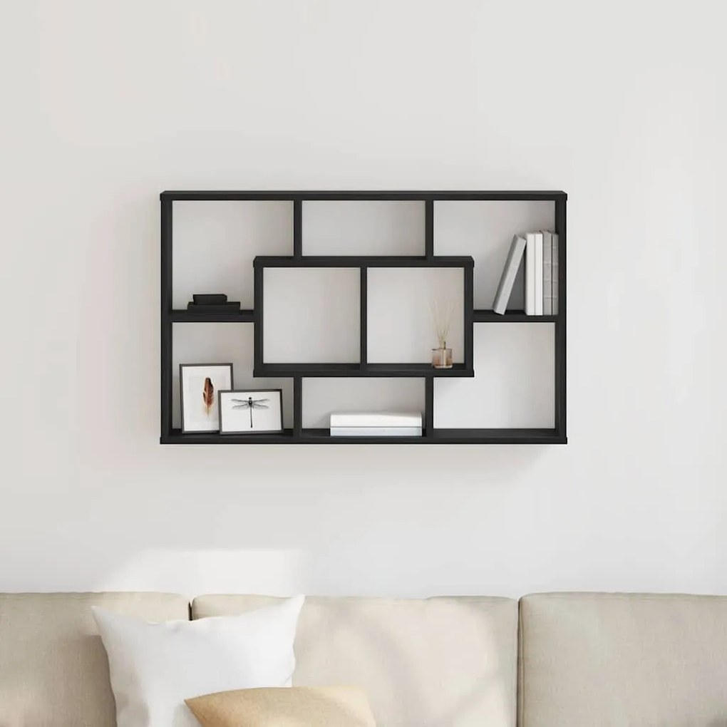 Prateleira de Parede vidaXL - Carvalho Preto, 85 x 16 x 52,5 cm, Feita