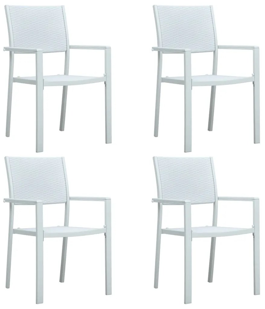 vidaXL Cadeiras jardim 4 pcs plástico branco aspeto vime