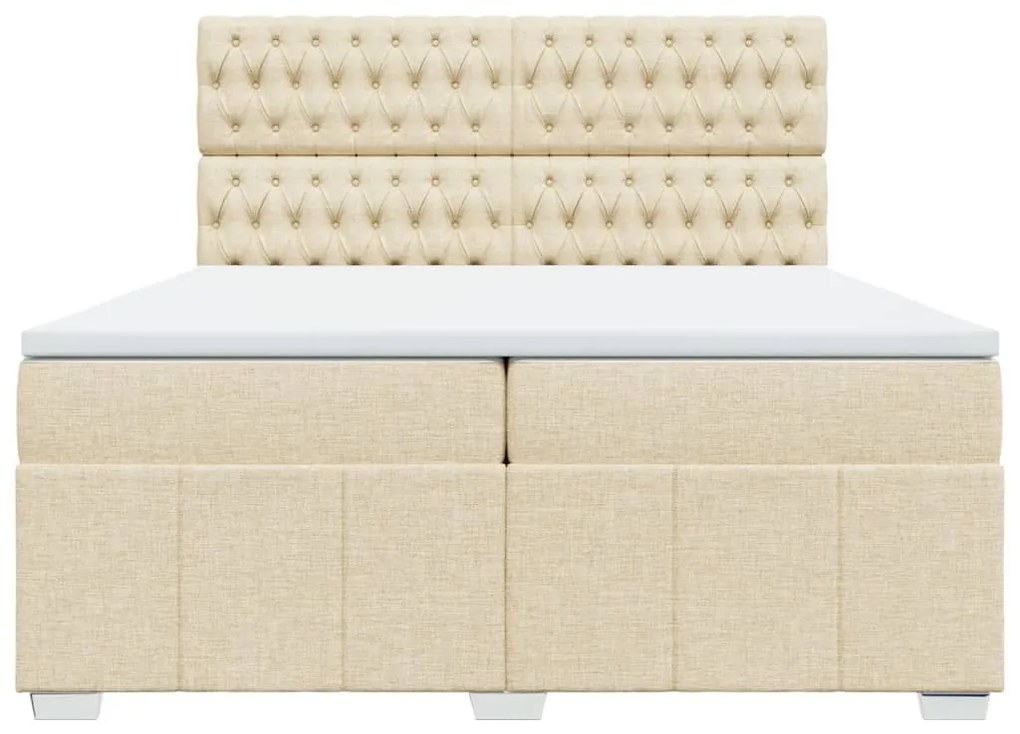 Cama com molas/colchão 200x200 cm tecido cor creme