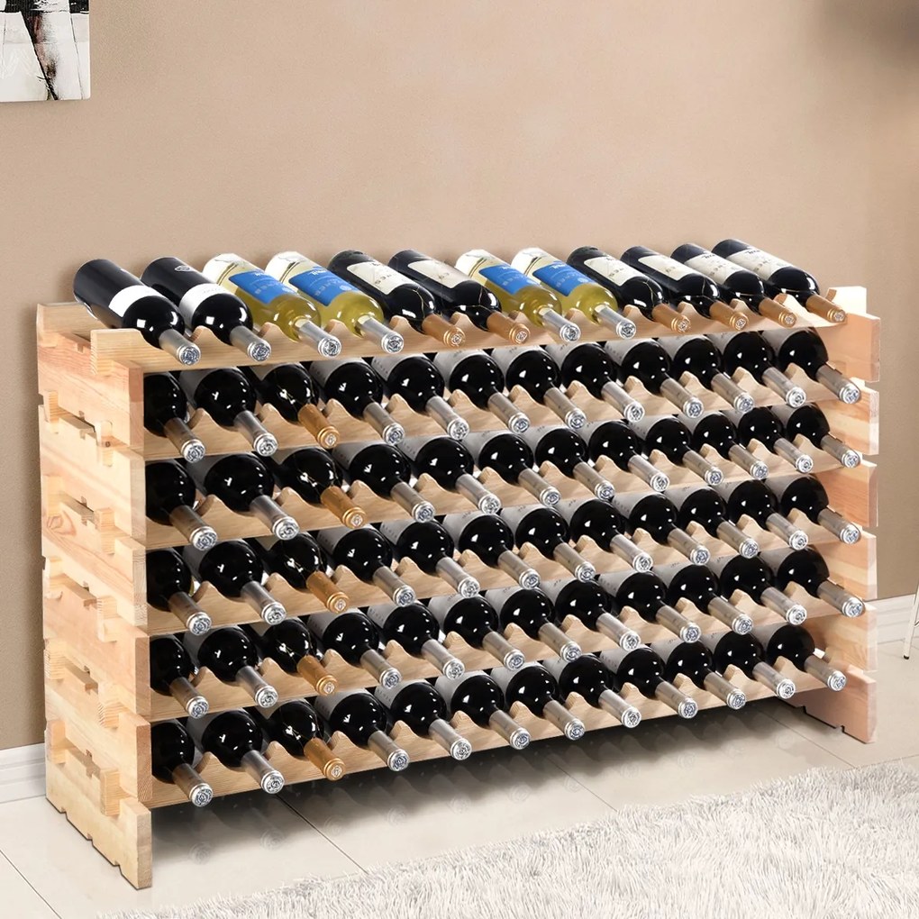 Garrafeira de vinho para 72 garrafas de madeira