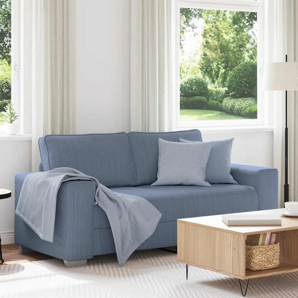vidaXL Sofá-luvas 180x77x82 cm tecido corduroy azul