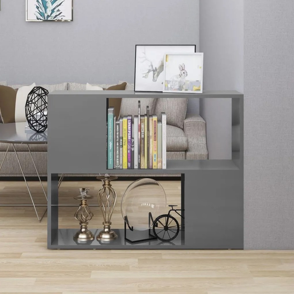 vidaXL Móvel de TV 80x24x63 cm contraplacado cinzento brilhante
