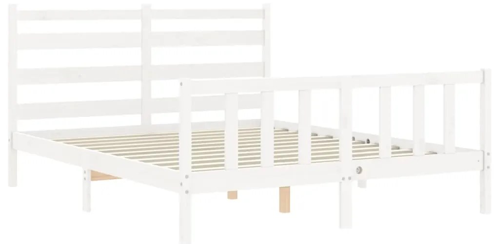 Cama sem colchão 160x200 cm madeira de pinho maciça branco