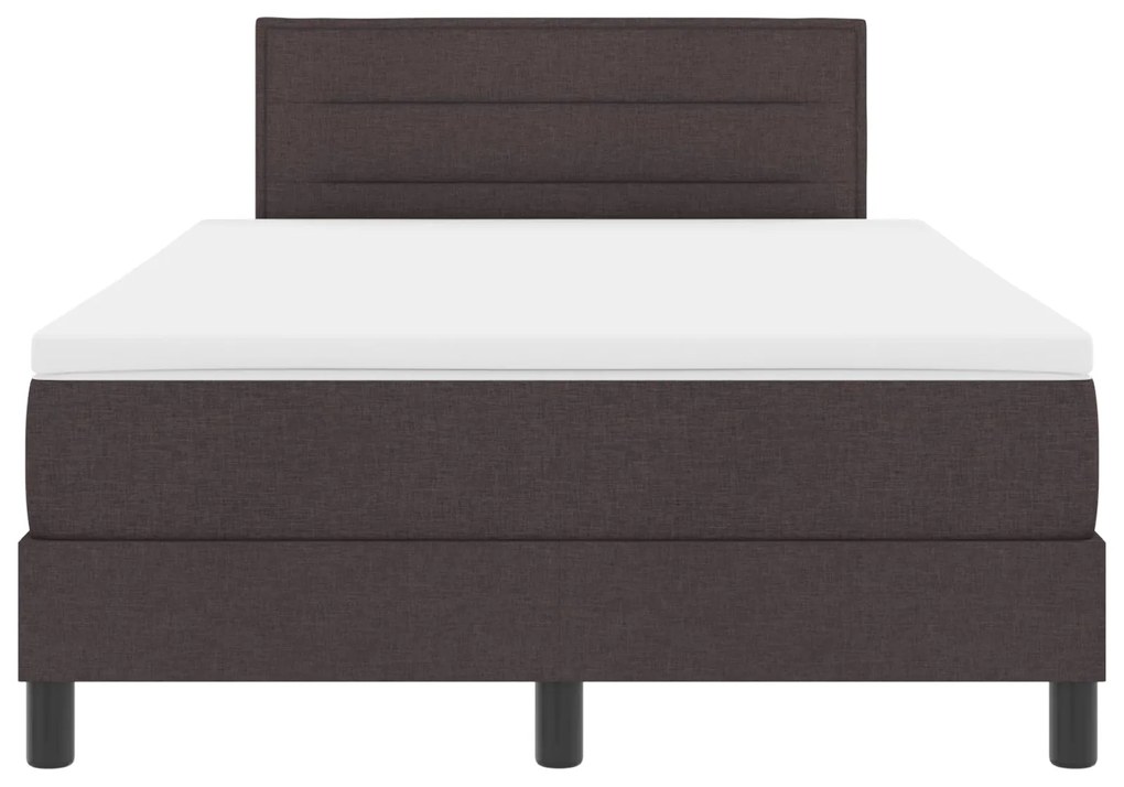 Box Spring Bed com Colchão Marrom Escuro 120x200 cm Tecido