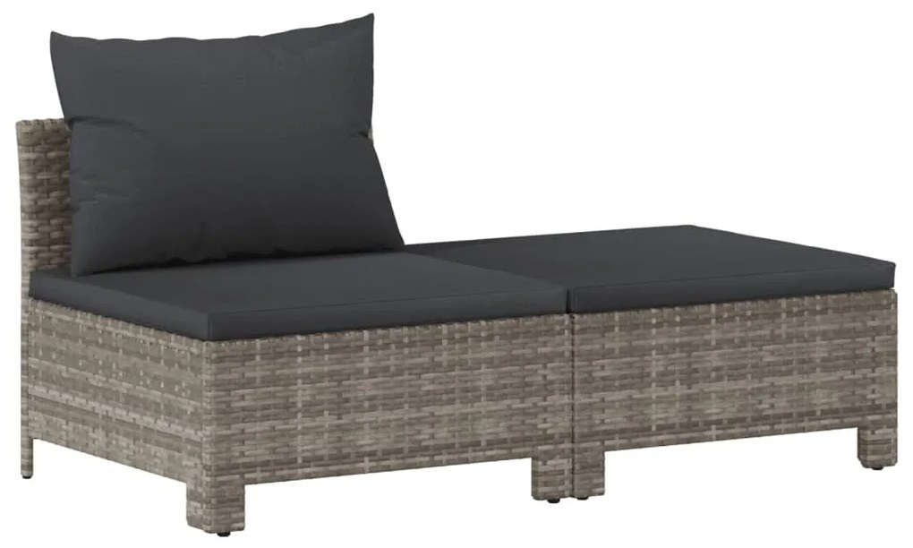 6 pcs conjunto lounge de jardim c/ almofadões vime PE cinzento