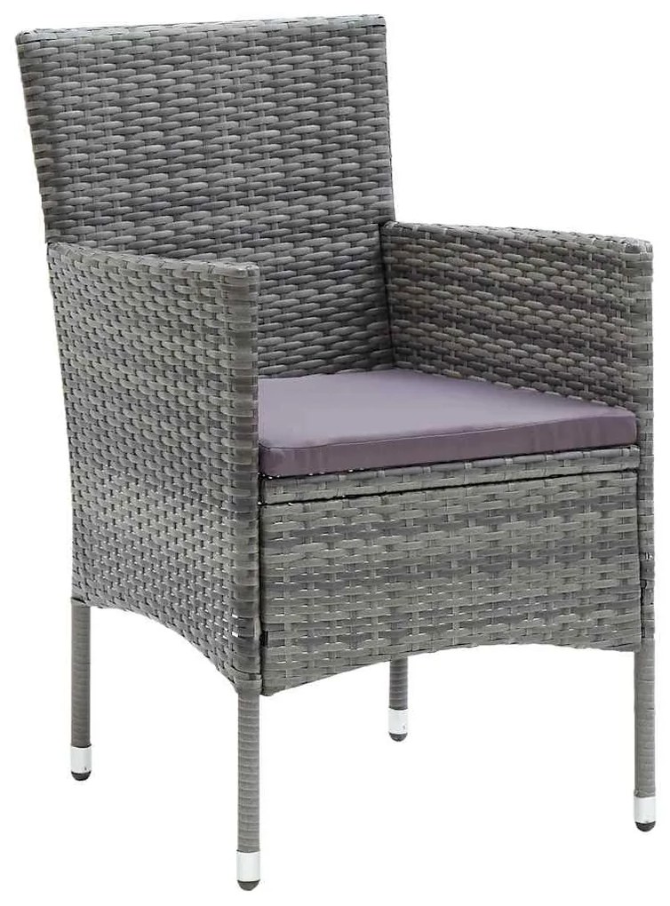 Conjunto de Jantar de Jardim 5 Peças em Rattan Sintético Cinza